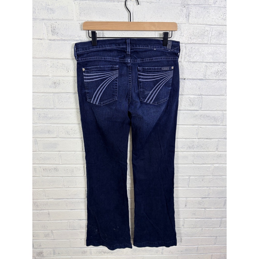 7 For All Mankind Dojo Jeans Womens 28 Dark Wash Blue Flare Leg Embroidered